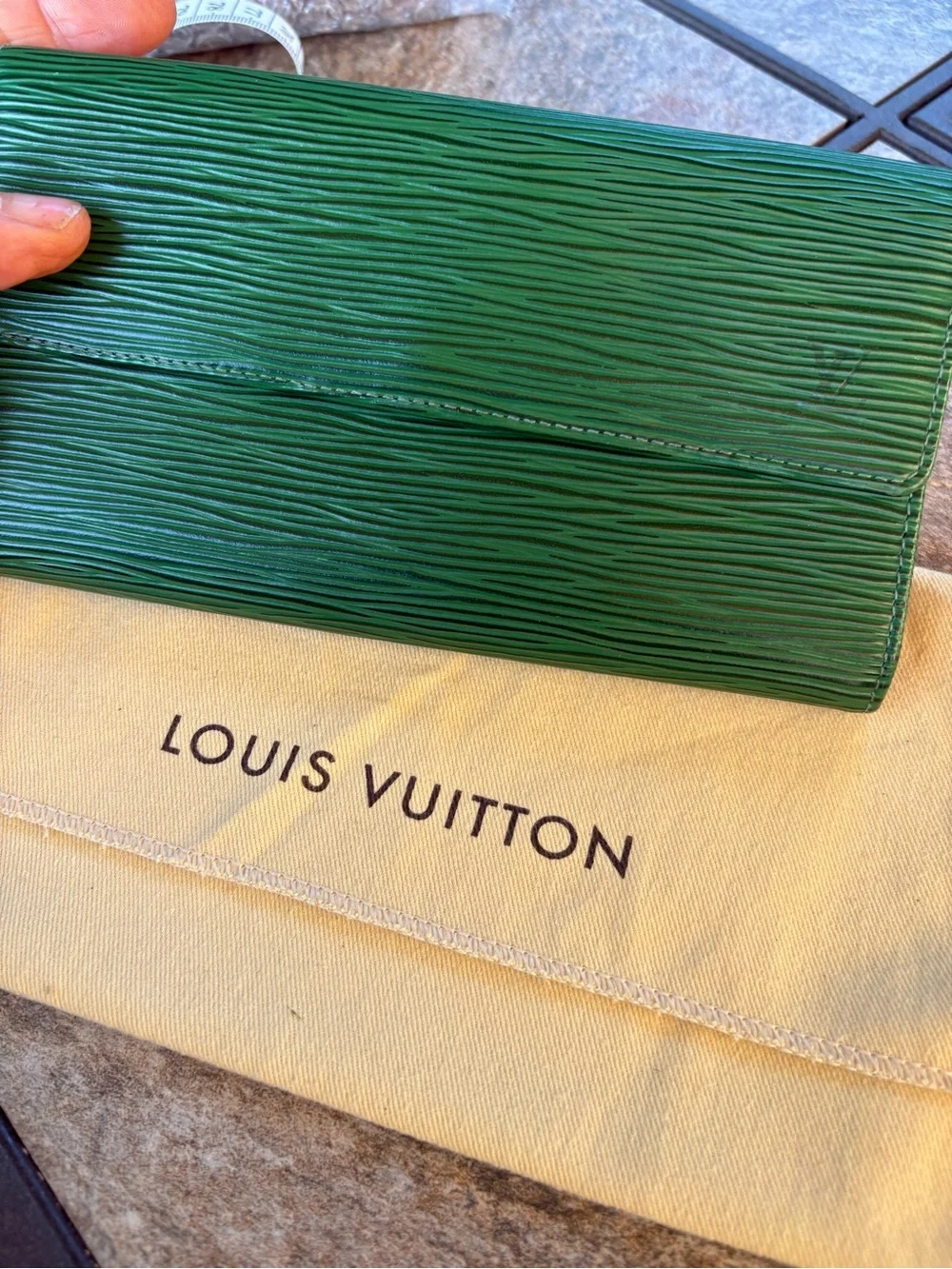 Louis Vuitton Emerald Green Epi Leather Clutch Wallet - Designer Style